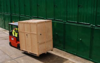 Moving crates with a forklift